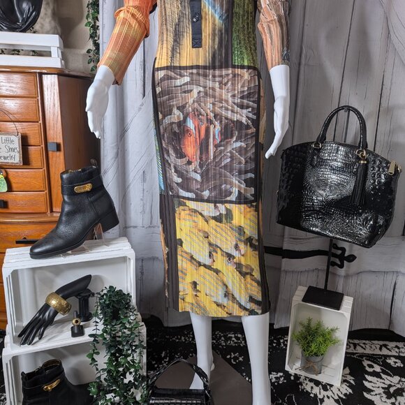 Arthur Apparel (Free People) Box Pleat Fish Party Shirt Dress NWT Size 6 - Picture 4 of 11